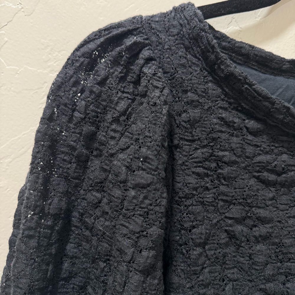 Free People Tea Time Black Textured Knit Crop Top Cut Out Back Women's Small - Picture 5 of 15